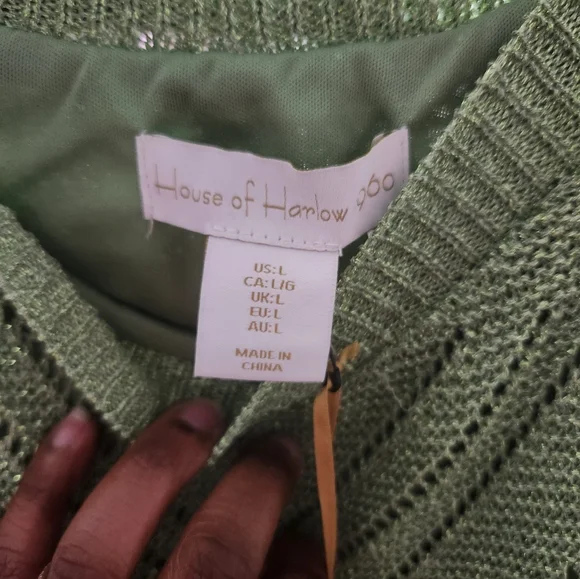 SOLDHouse of Harlow 1960 Two Piece Knit Crop Top and Midi Skirt Set NWT Size: L - Picture 4 of 6